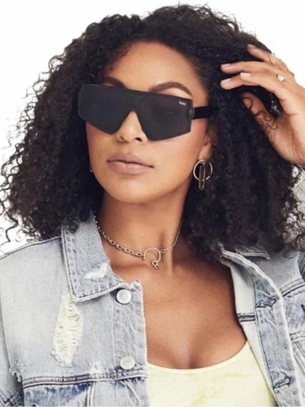 QUAY Oversized Shield Sunglasses in Black
